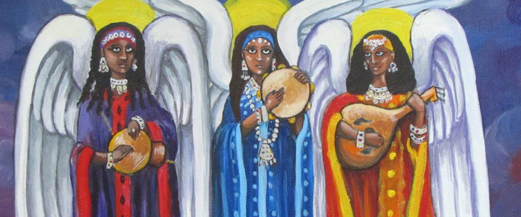 Three Angels Playing Instruments Painting